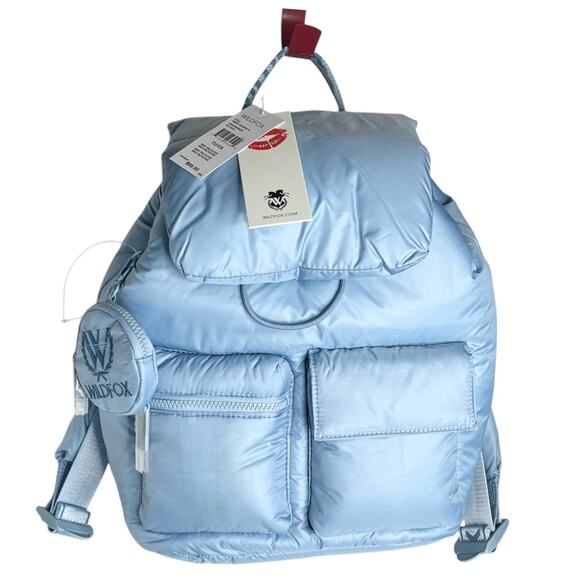 NEW Wildfox Parachute BACKPACK & COIN PURSE Blue Puffy Nylon HANDBAG Lightweight main image 7